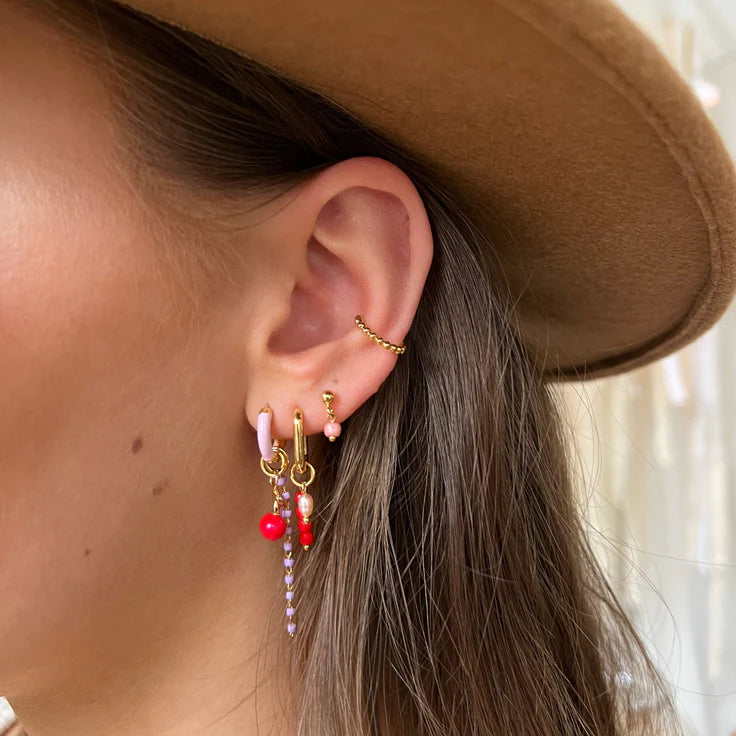 ByNouck Earpin Glossy Pink Bead