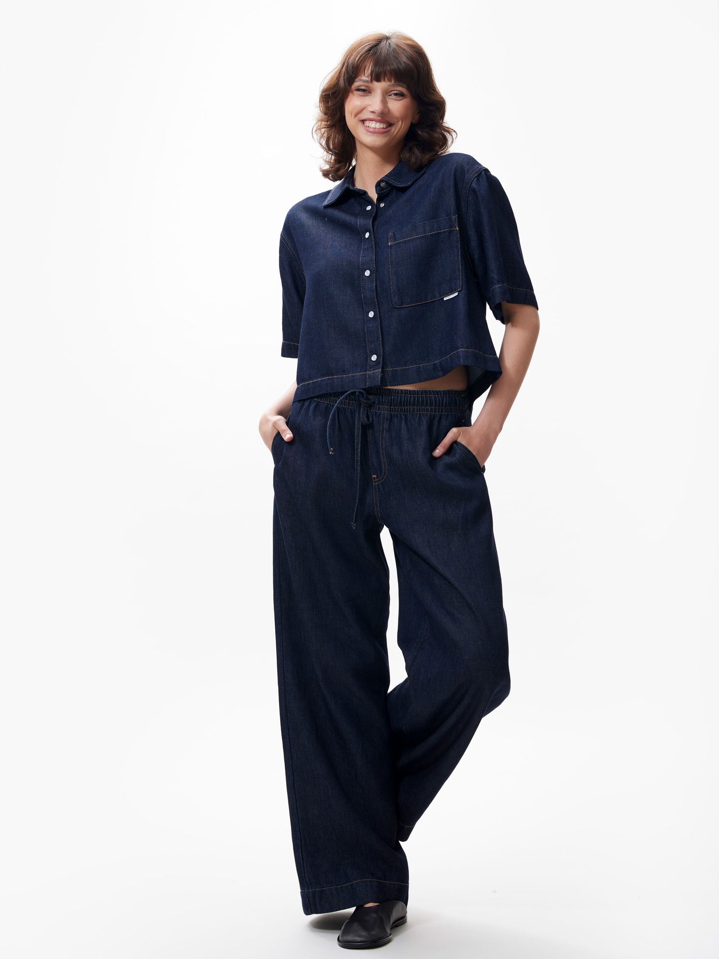 Catwalk Junkie Short Sleeve Denim Blouse