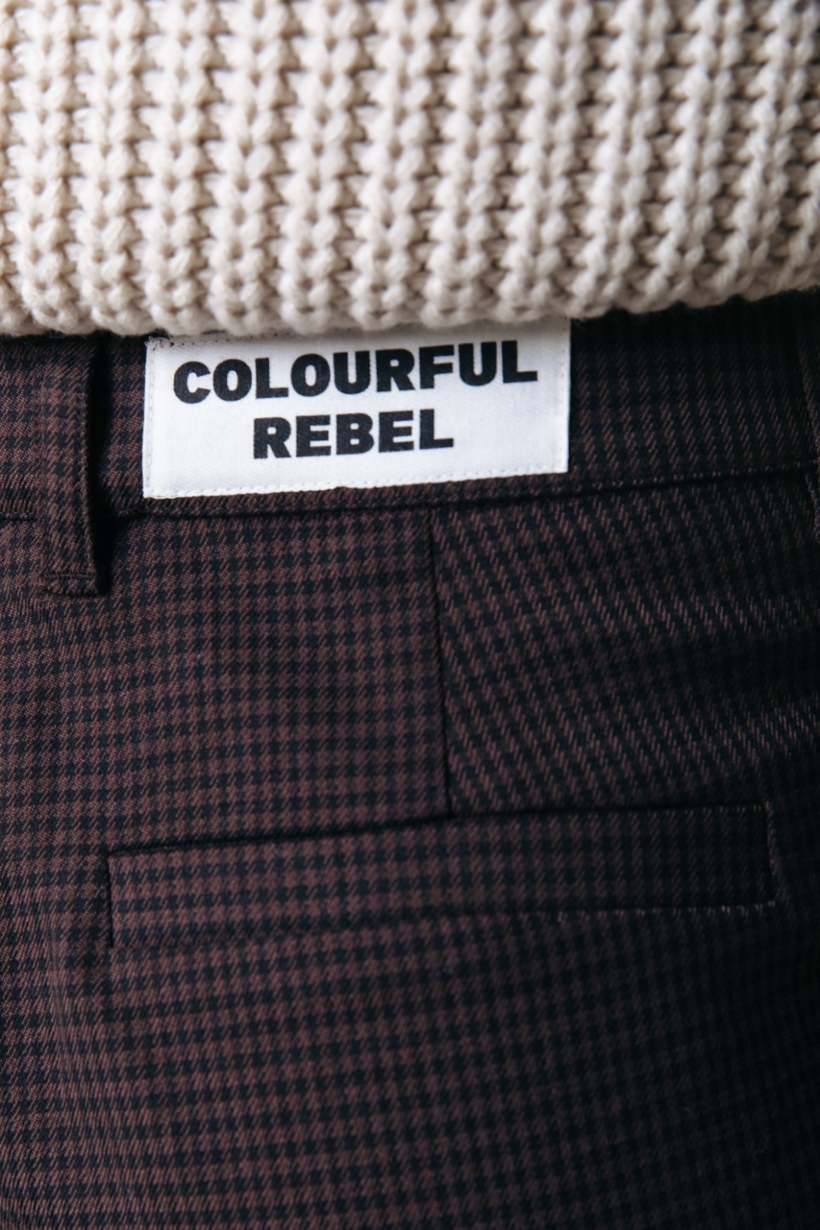 Colourful Rebel Rus Check Straight Pants | Dark brown