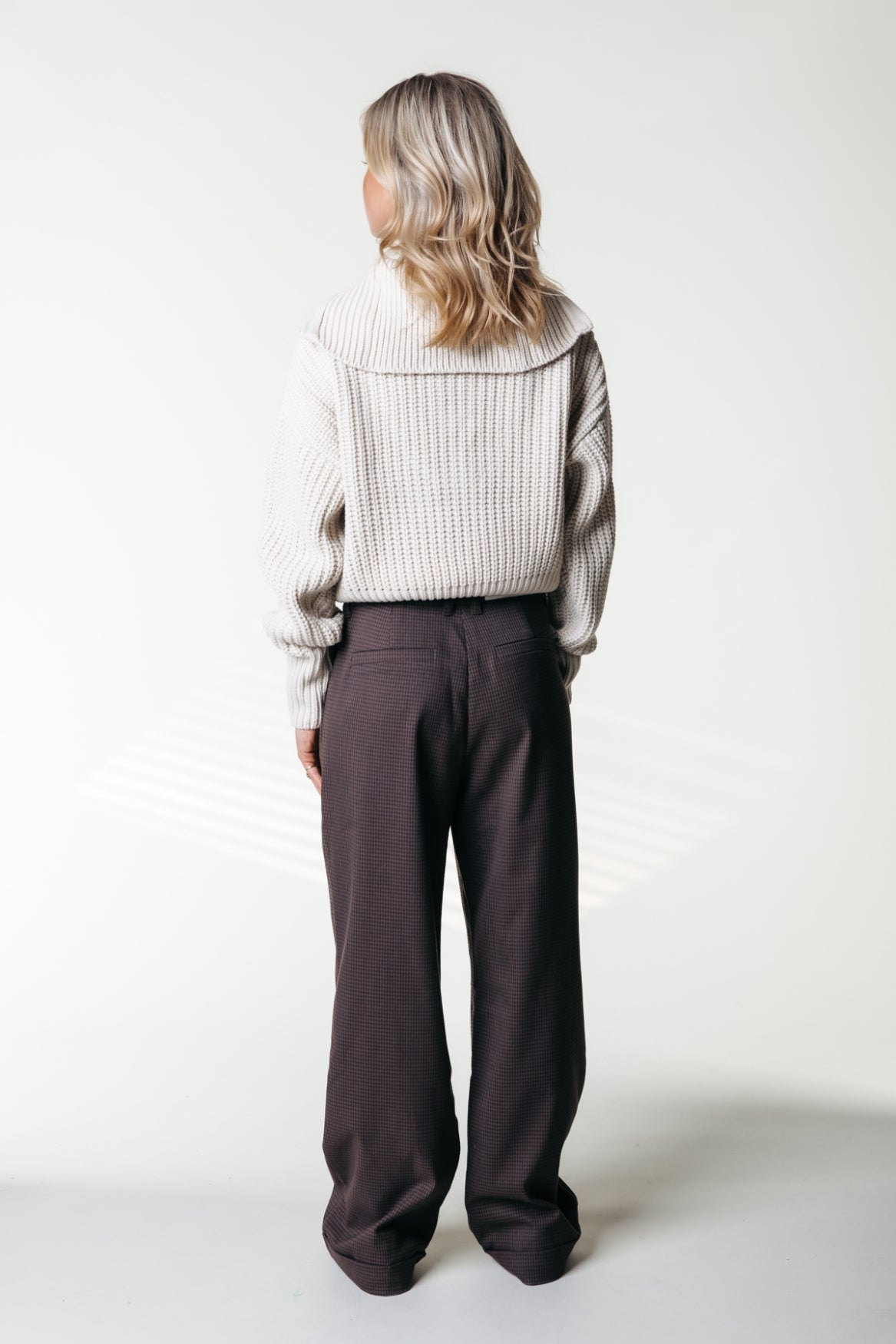 Colourful Rebel Rus Check Straight Pants | Dark brown