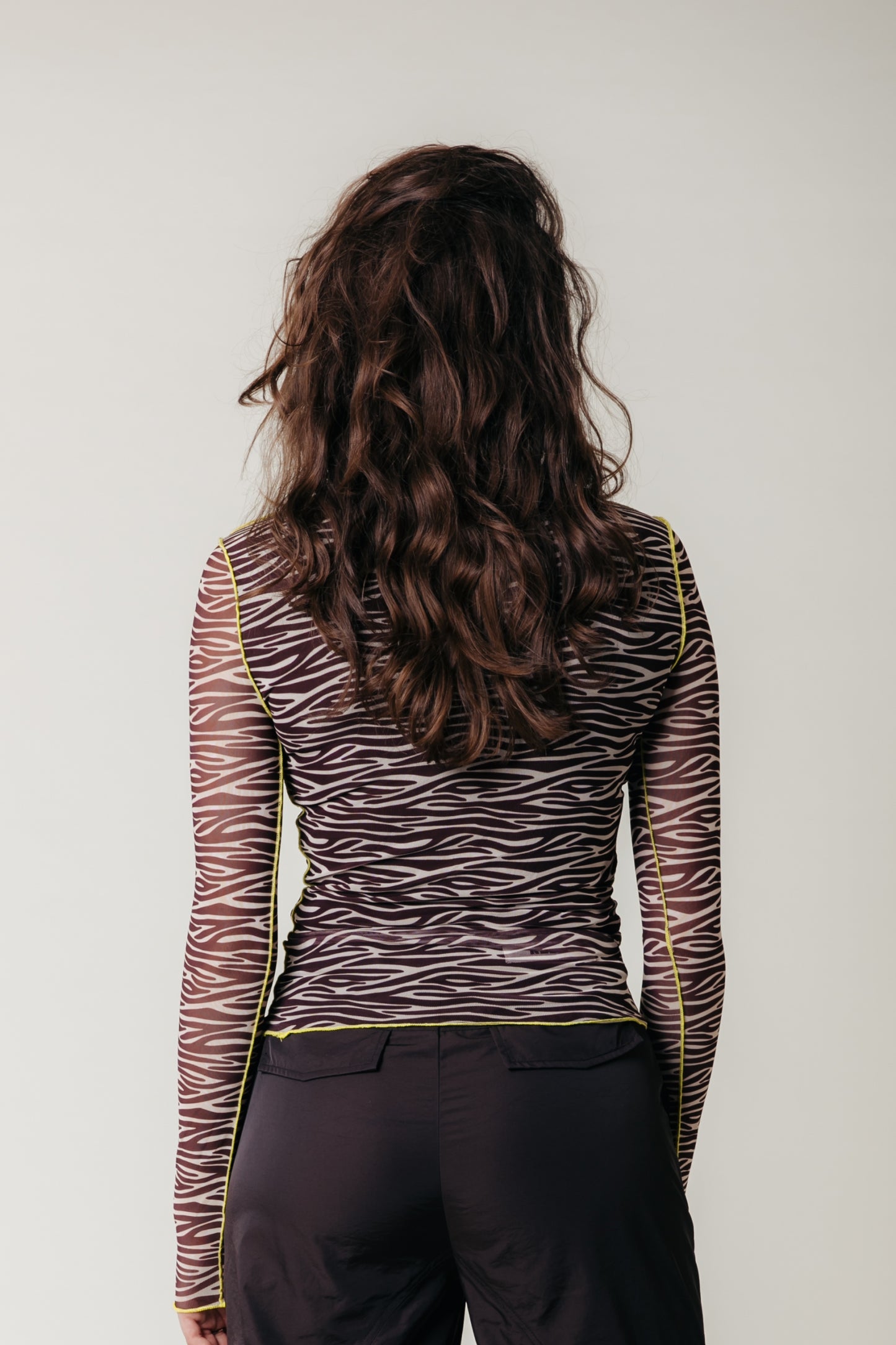Colourful Rebel Neyo Zebra Mesh Top | Dark brown