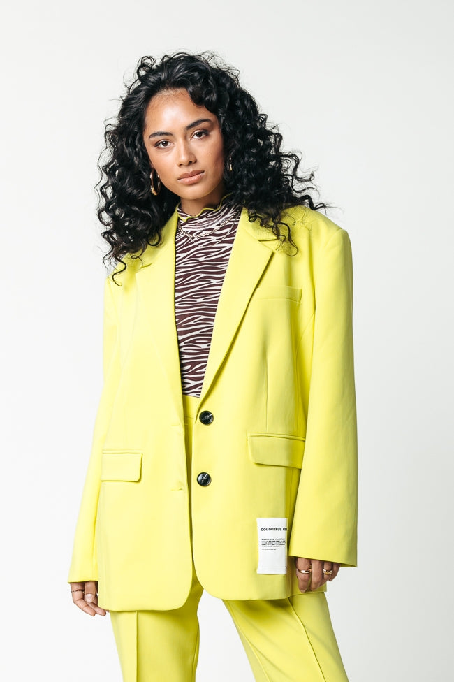 Colourful Rebel Gemma Oversized Blazer | Neon lime