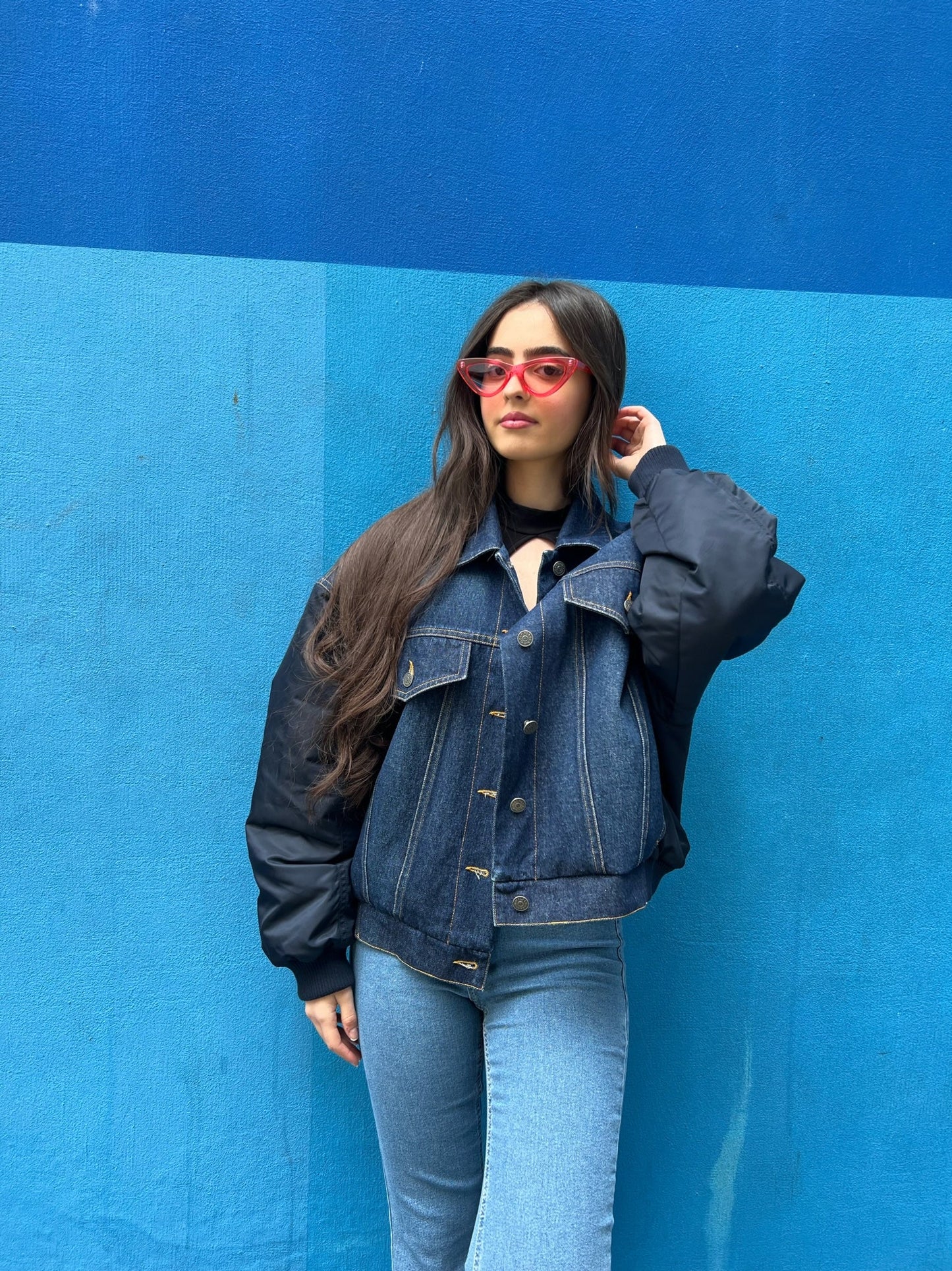 Denim Effect Bomber