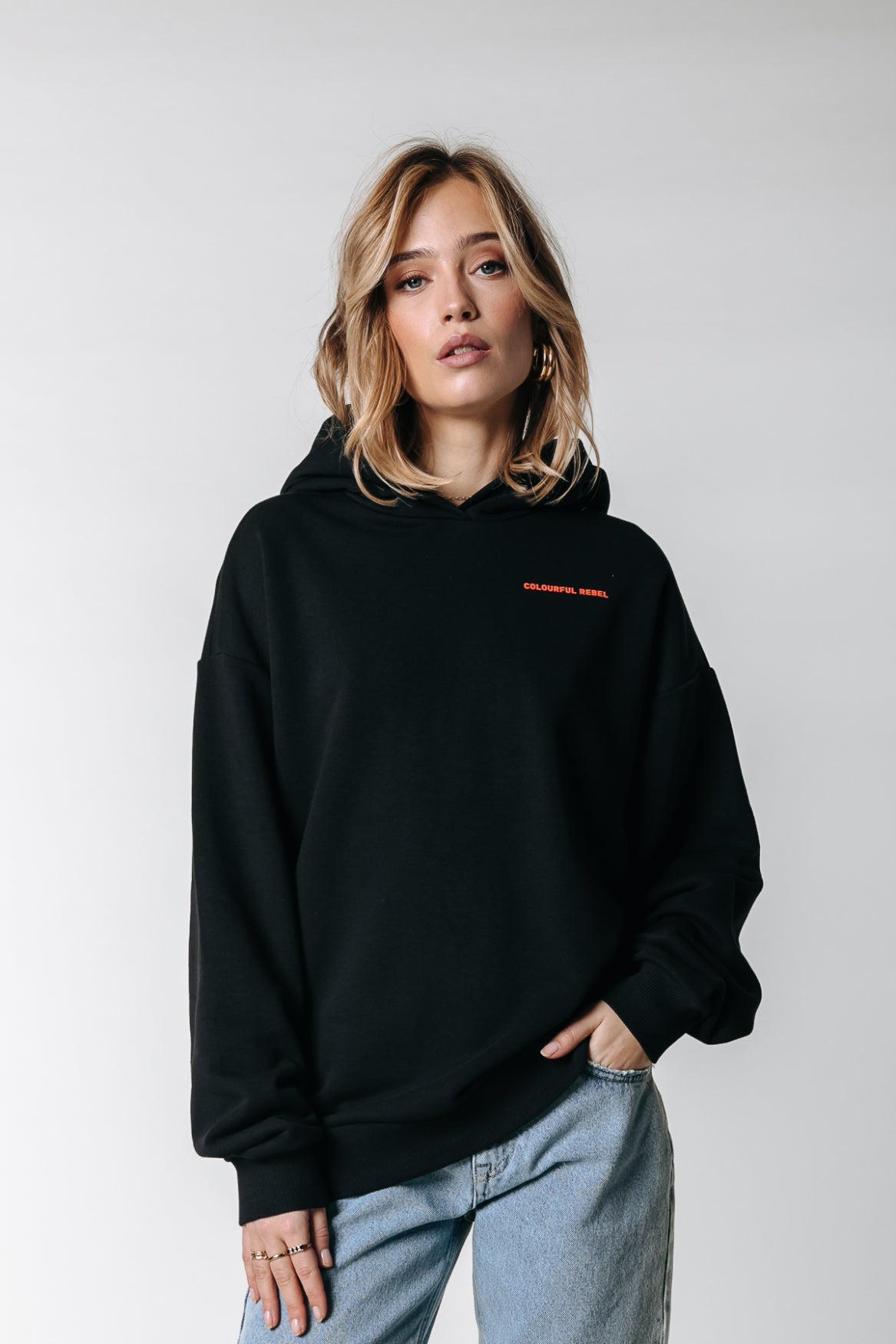 Colourful Rebel Aqua Flowers Oversized Hoodie