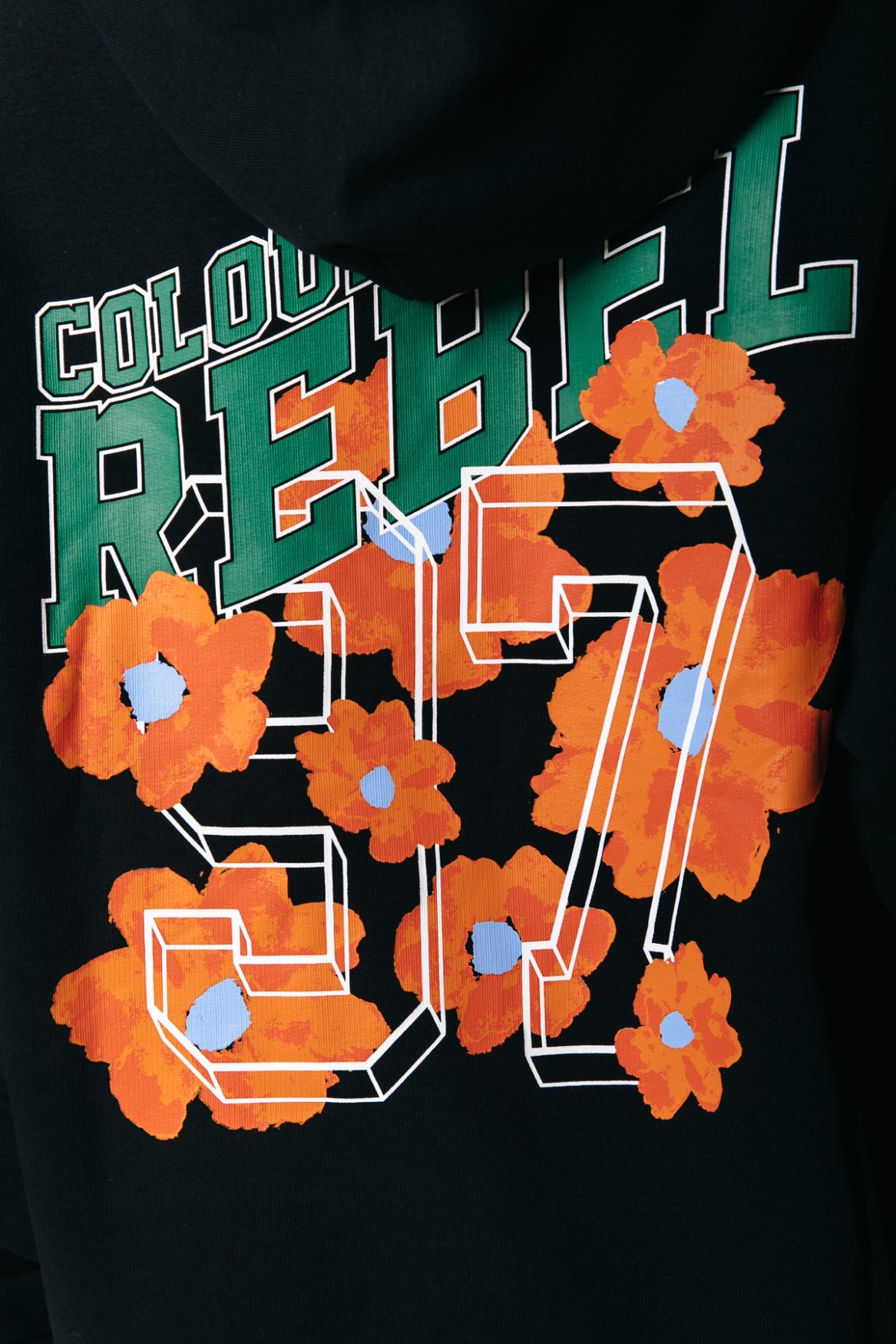 Colourful Rebel Aqua Flowers Oversized Hoodie