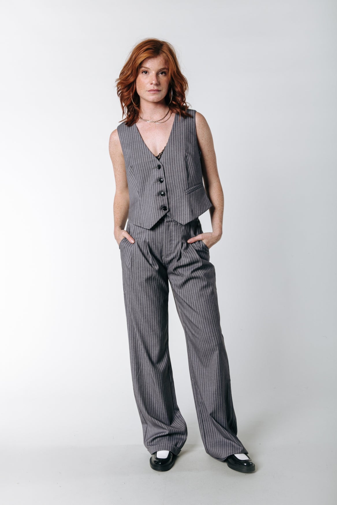Colourful Rebel Loiza Stripe Gilet | Dark grey