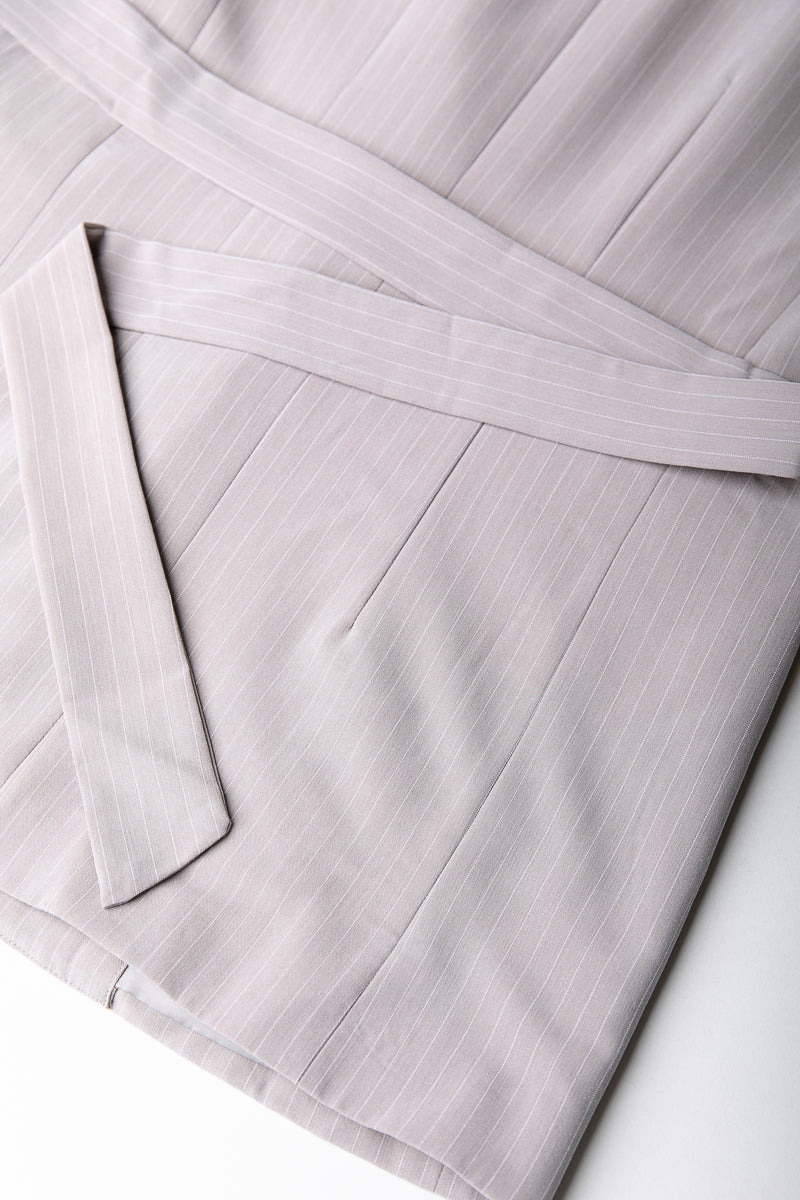 Colourful Rebel Izzy Belted Pinstripe Blazer