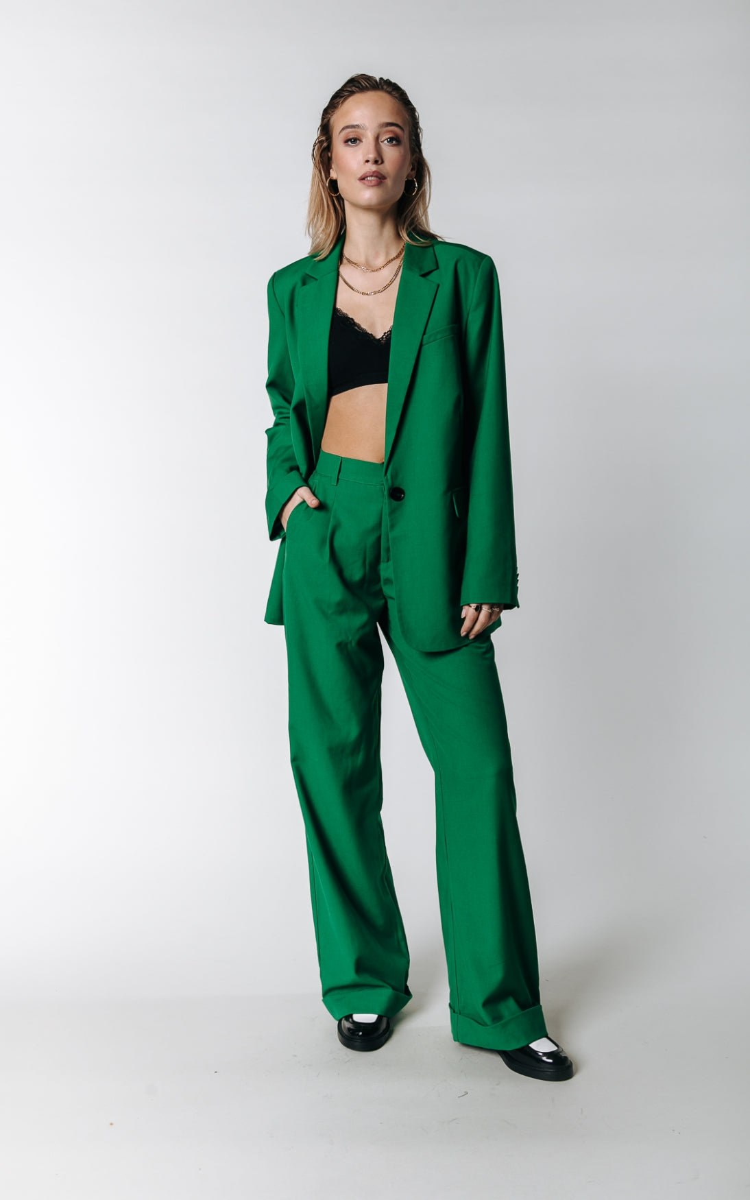Colourful Rebel Alden Straight Pants | Deep Green