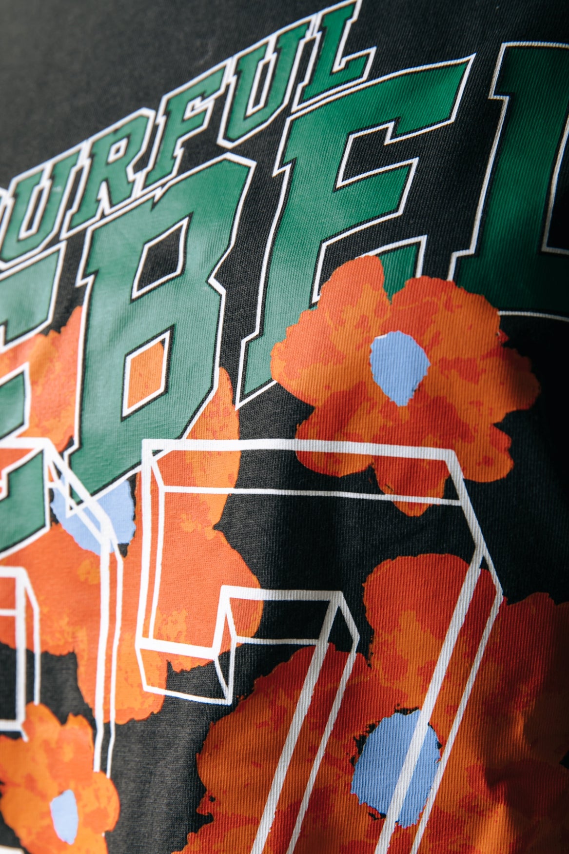 Colourful Rebel Aqua Flowers Loosefit Tee
