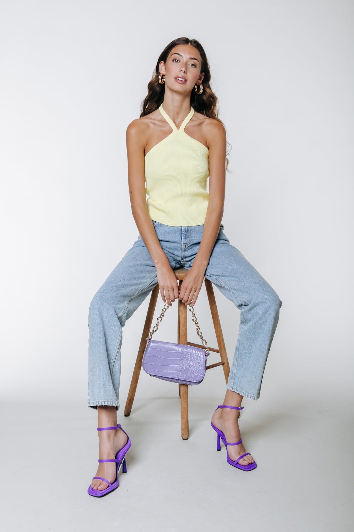 Colourful Rebel Jona Fine Knit Top | Lime