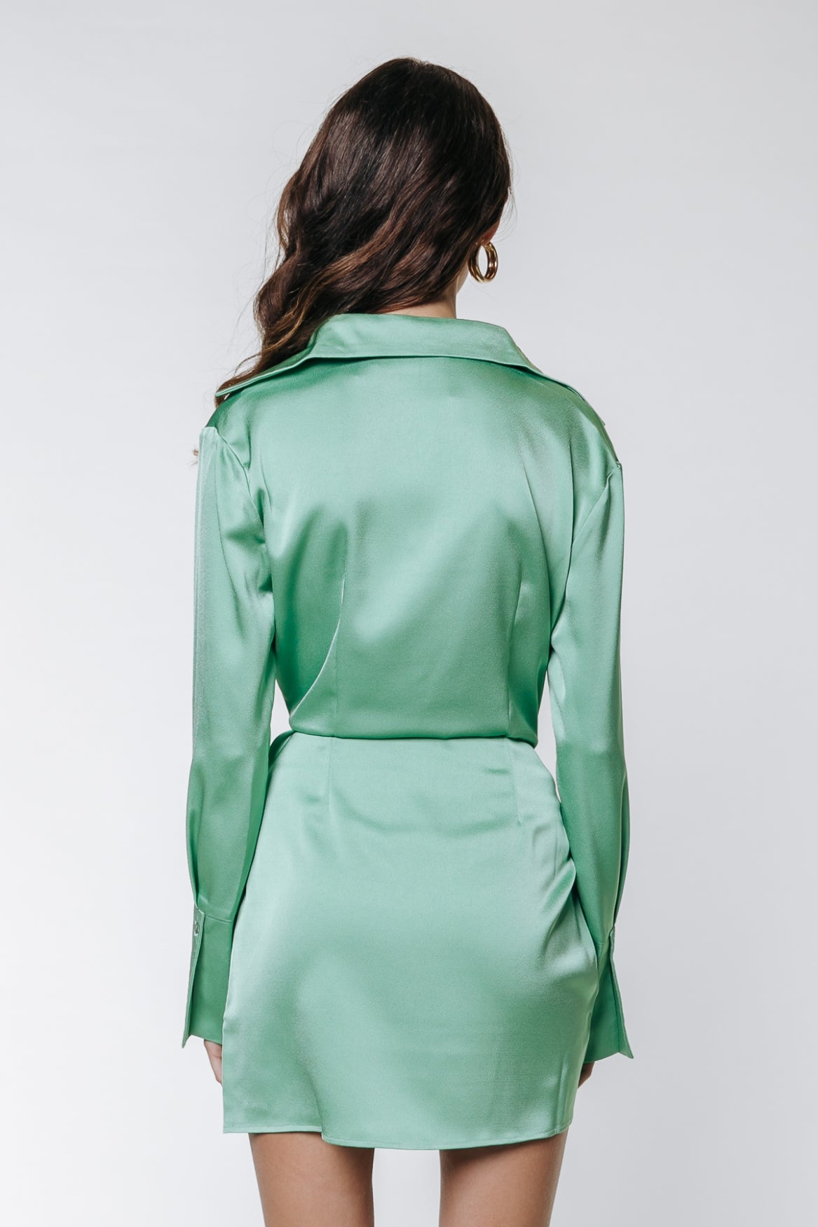 Colourful Rebel Mette Satin Shirt Dress | Mint