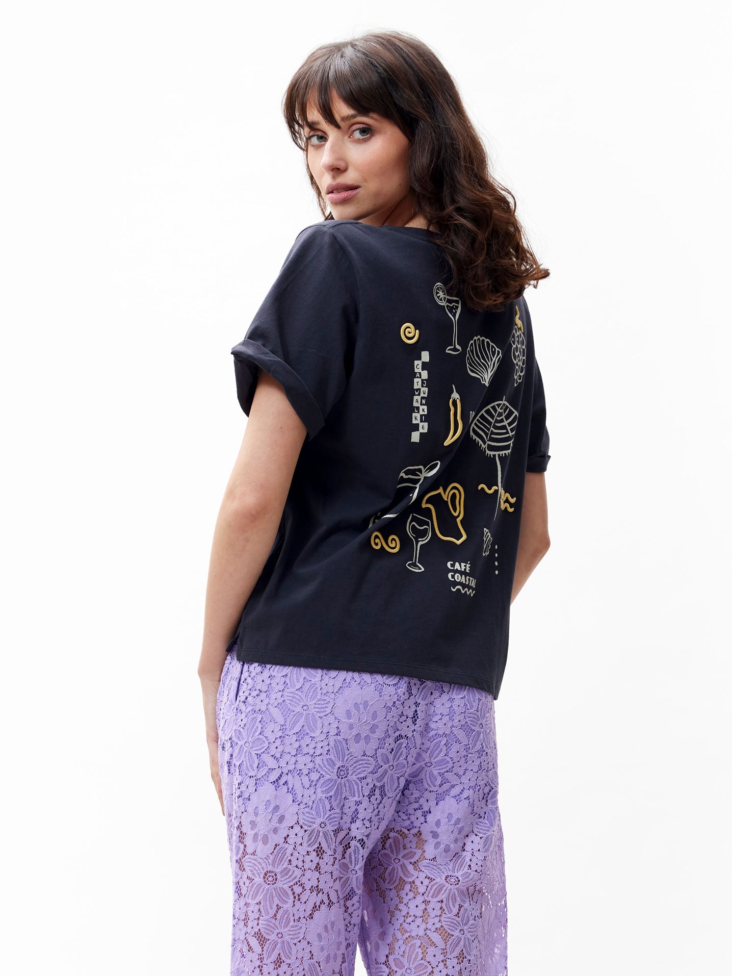 Catwalk Junkie Graphic Roll Up Sleeve Shirt