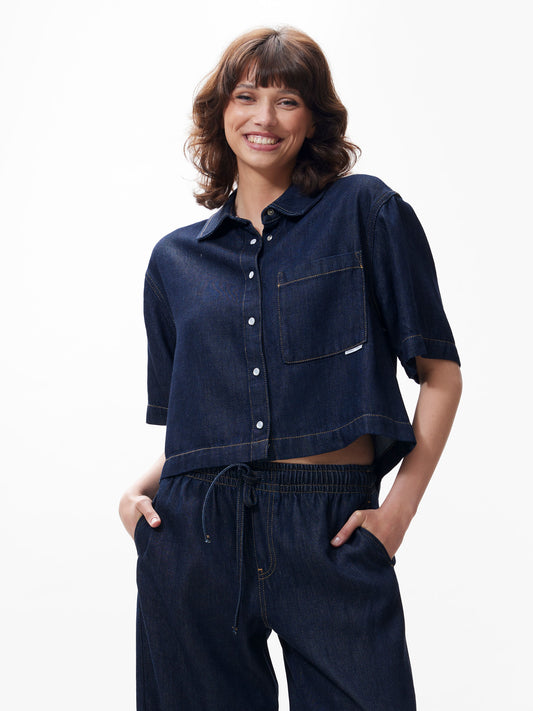 Catwalk Junkie Short Sleeve Denim Blouse