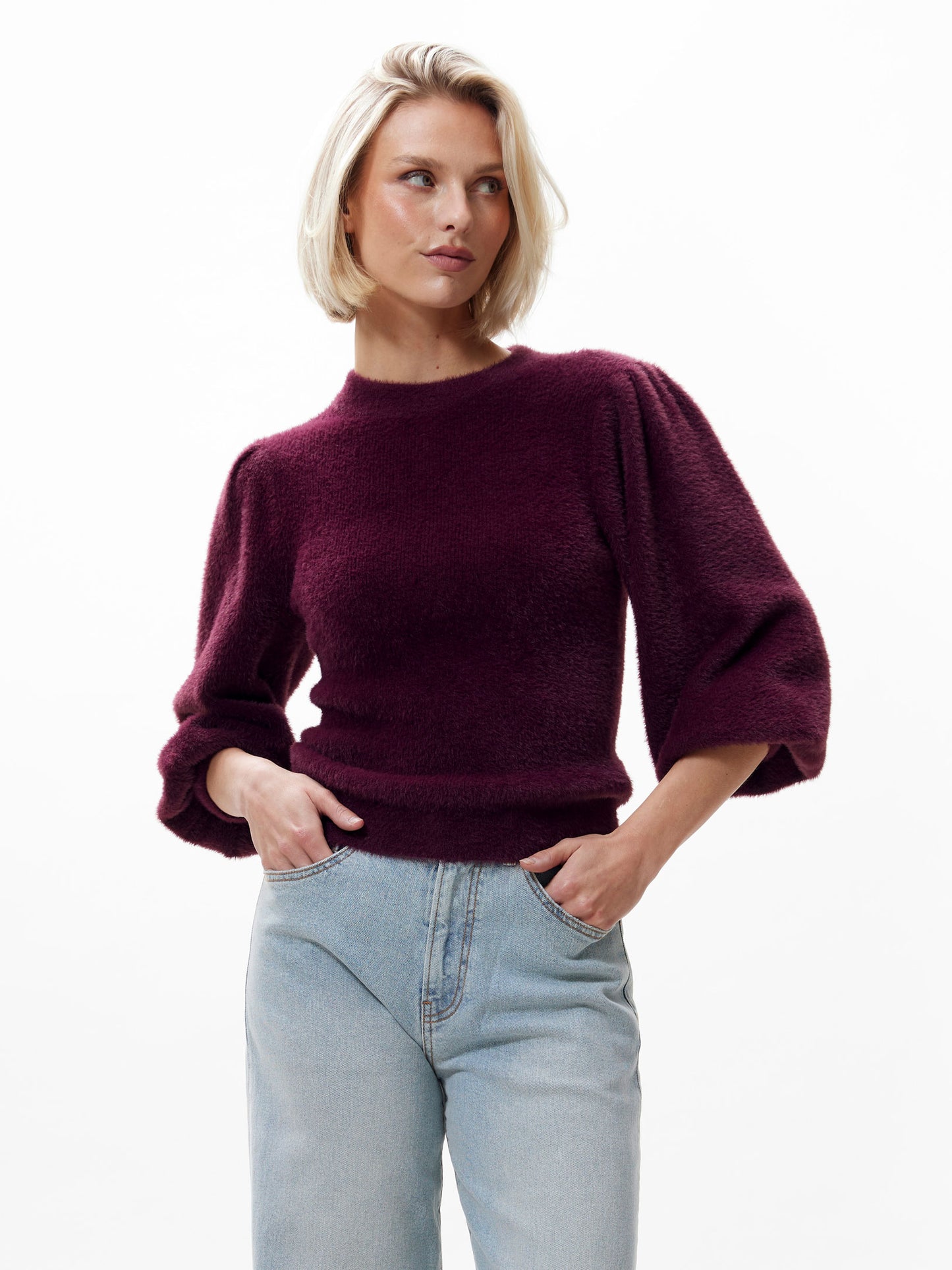 Catwalk Junkie Fuzzy Puff Sleeve Knit