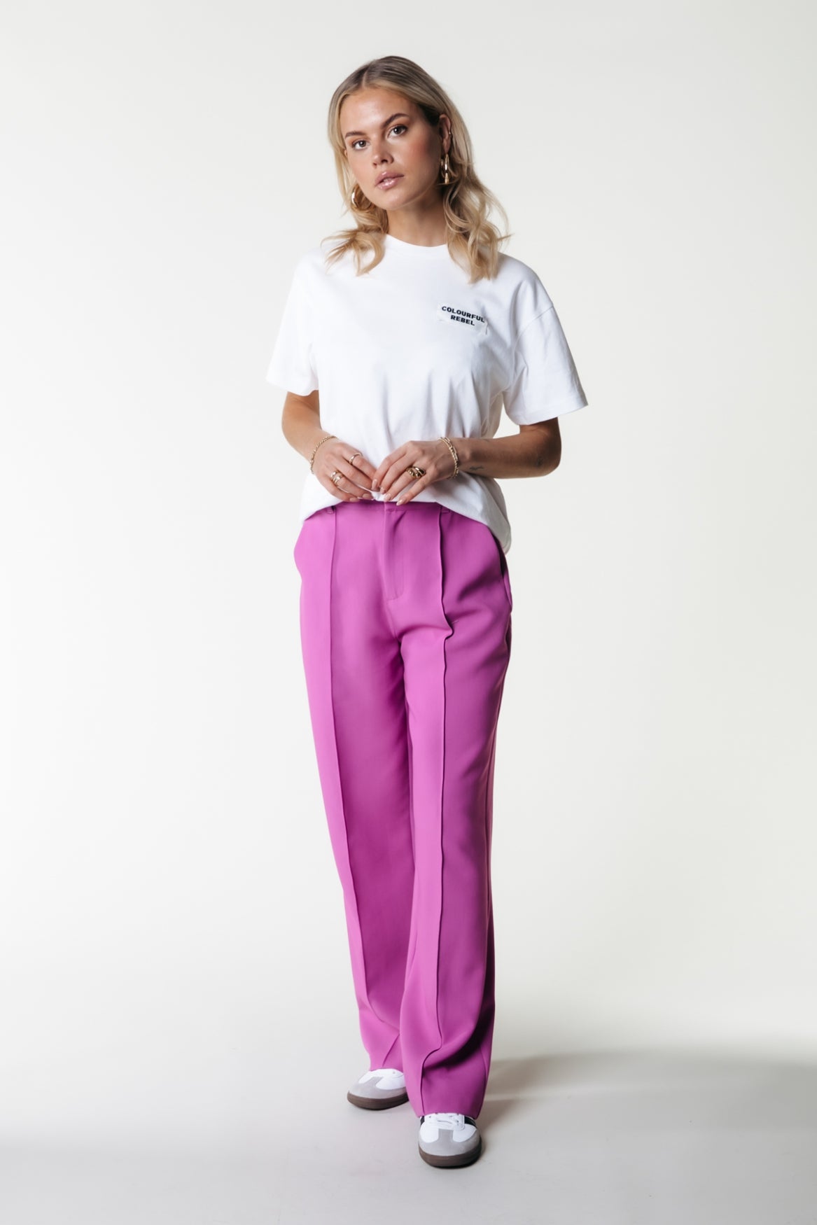 Colourful Rebel Rus Straight Pants | Violet Pink