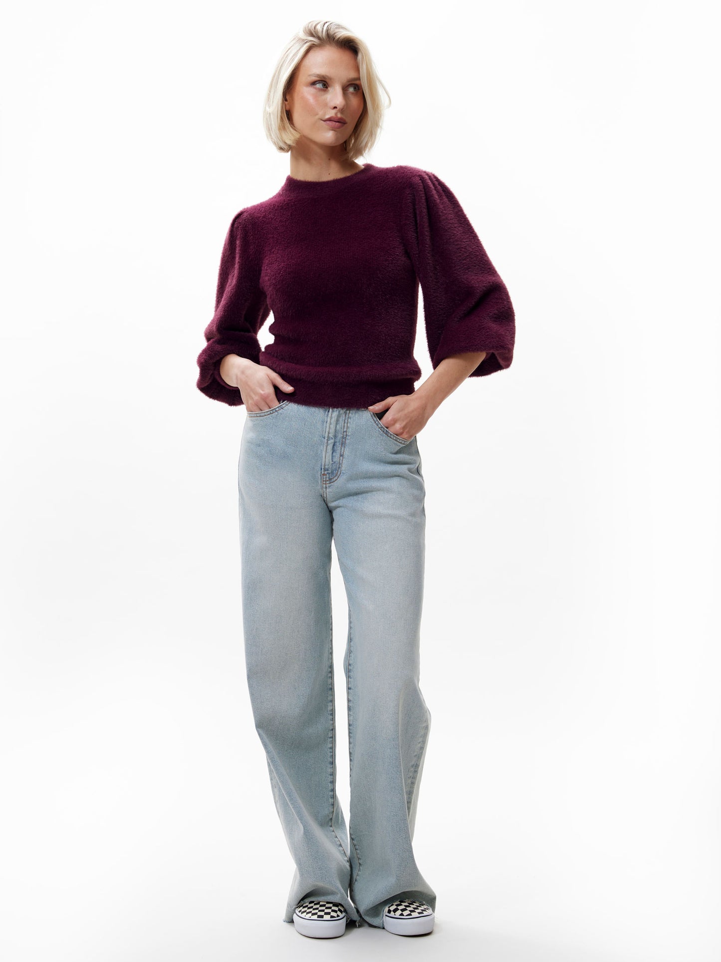 Catwalk Junkie Fuzzy Puff Sleeve Knit