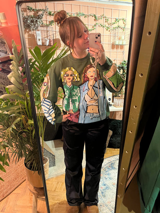 Groene trui met print