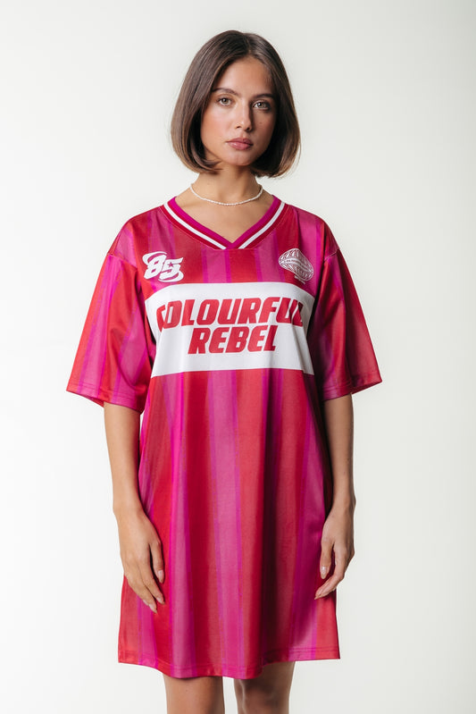 Colourful Rebel Taylie Striped Football T-Shirt Dress