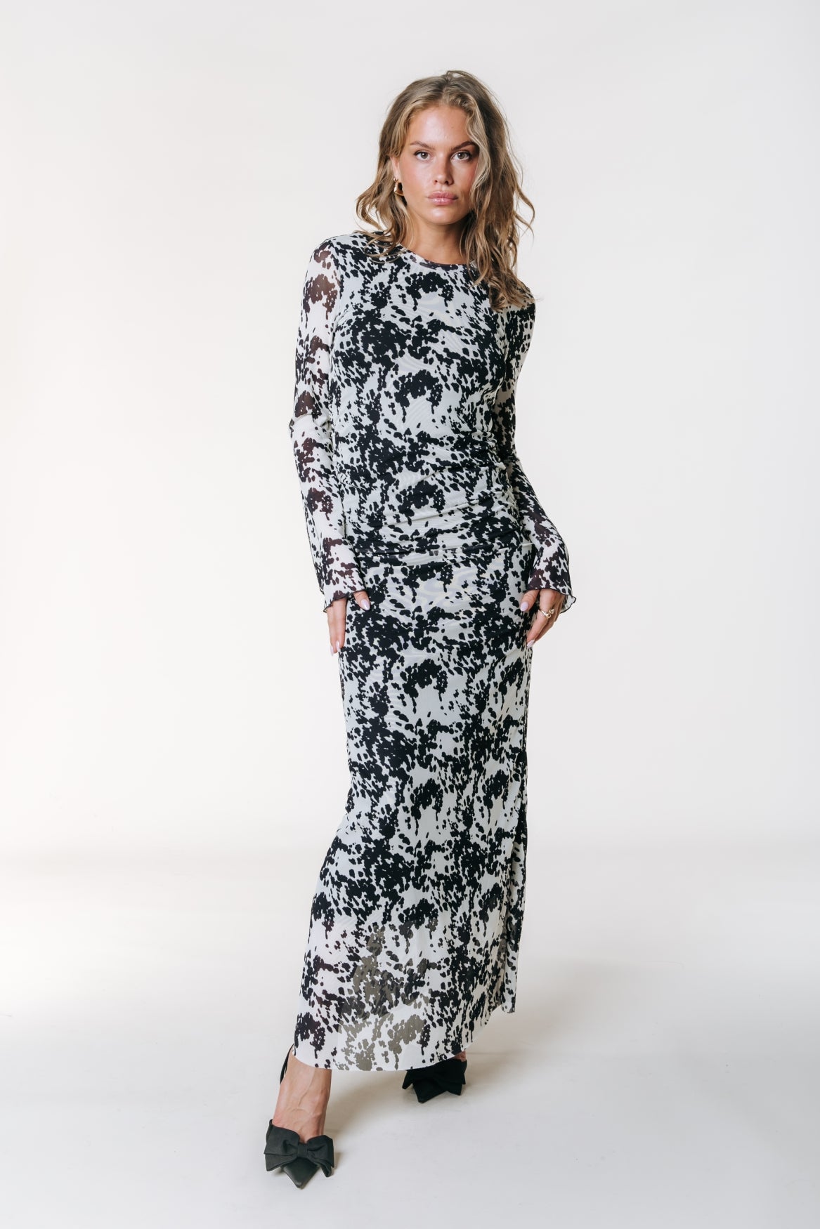Colourful Rebel Maud Cow Maxi Mesh Dress
