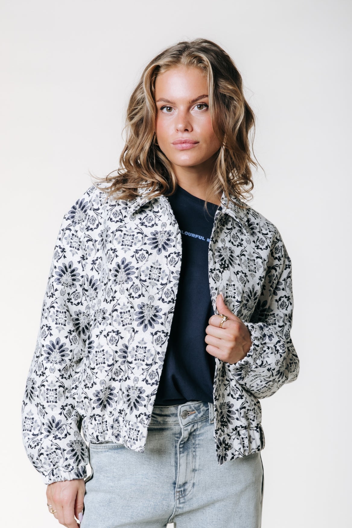 Colourful Rebel Bente Flower Jacquard Bomber