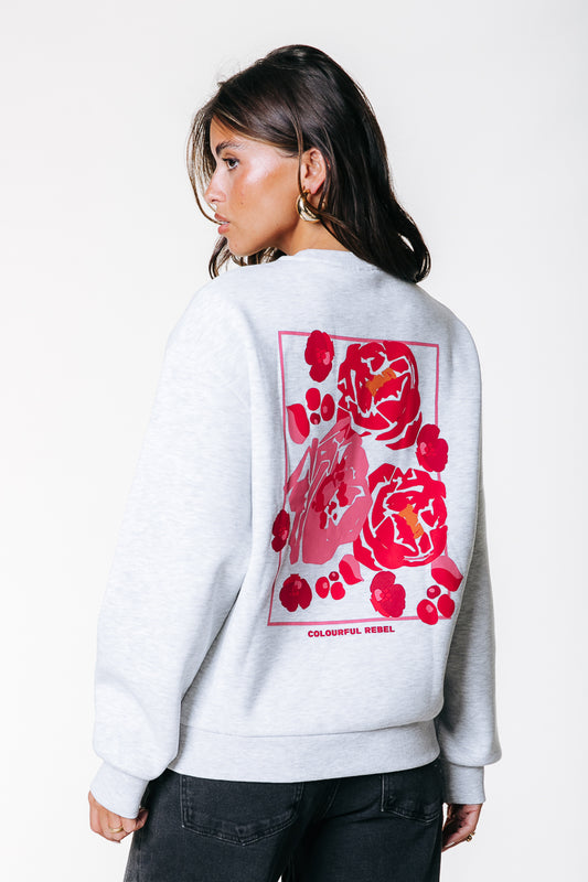 Colourful Rebel Flower Square Dropped Shoulder Sweat