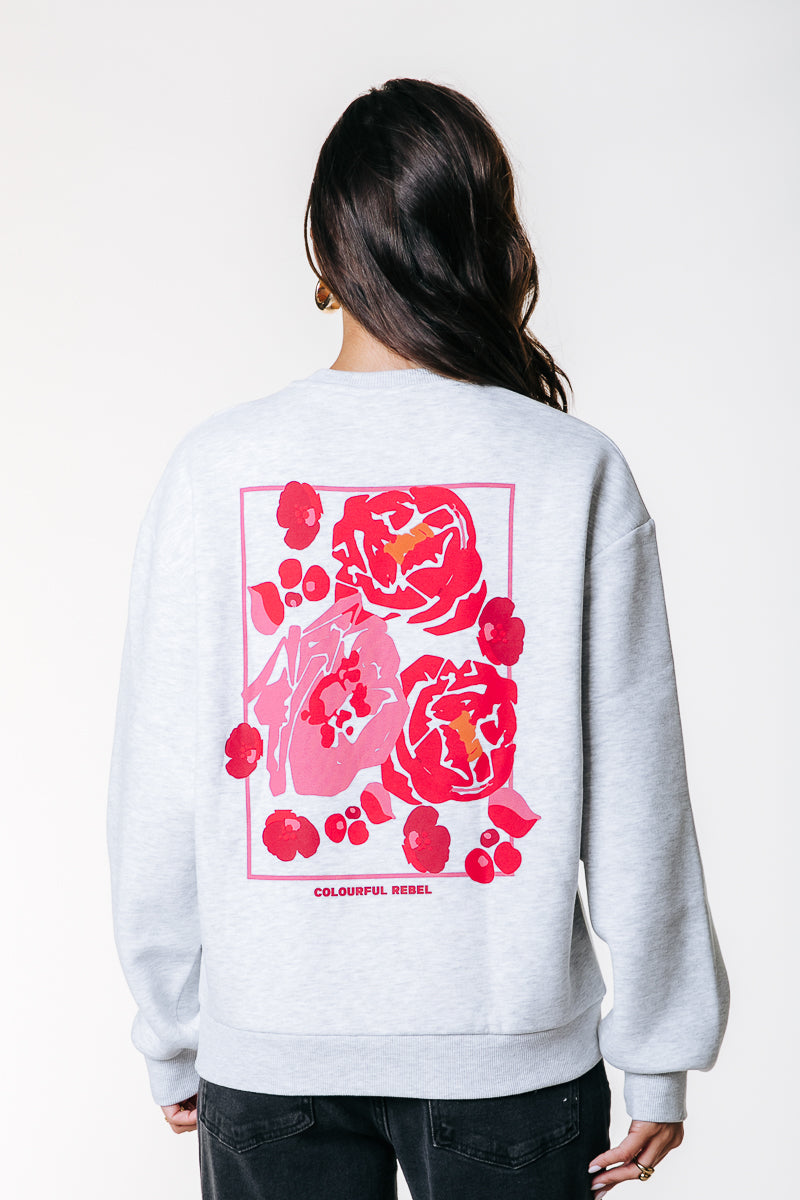 Colourful Rebel Flower Square Dropped Shoulder Sweat
