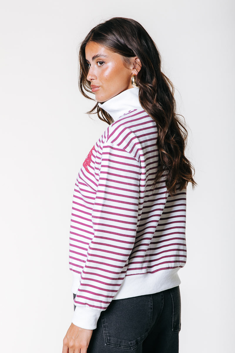 Colourful Rebel Striped Relaxed Zip Sweat