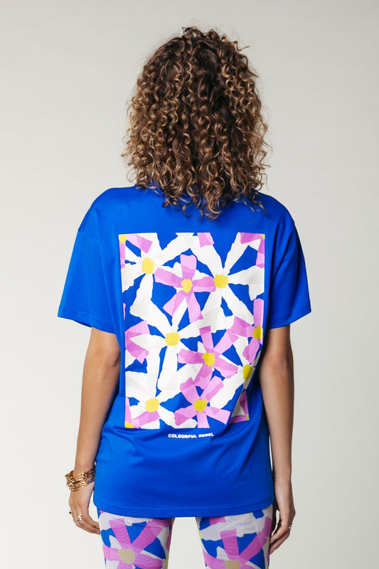 Colourful Rebel Flowers Square Tee | Bold Blue