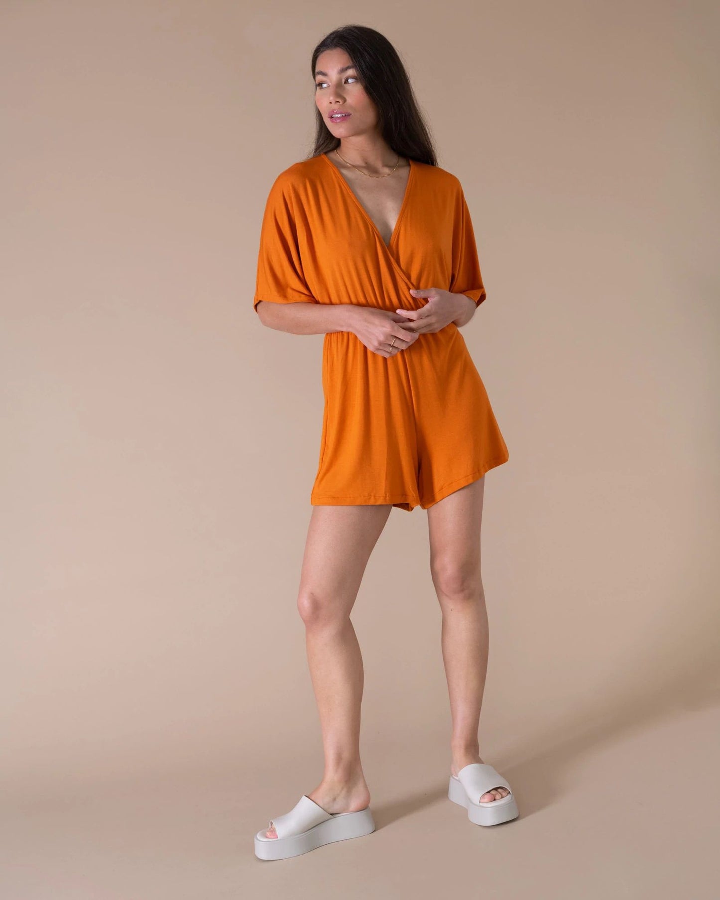 TILTIL Soft Kimono Playsuit Burnt Orange